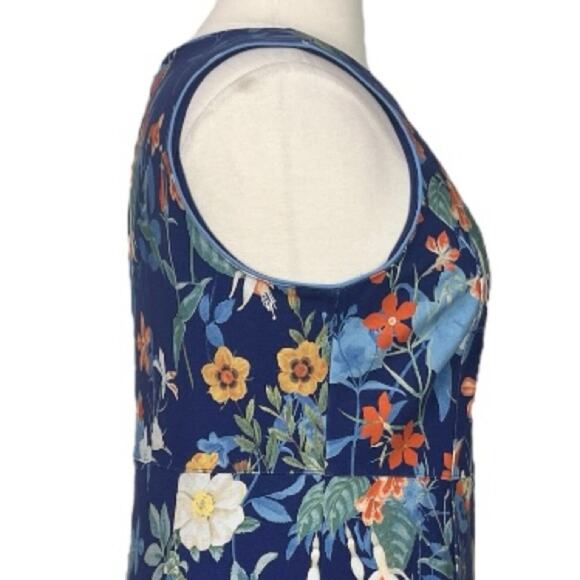 Lands’ End Dress Ponte Knit Sheath Pockets Blue Yellow Floral Women’s Size 16W - Picture 8 of 11